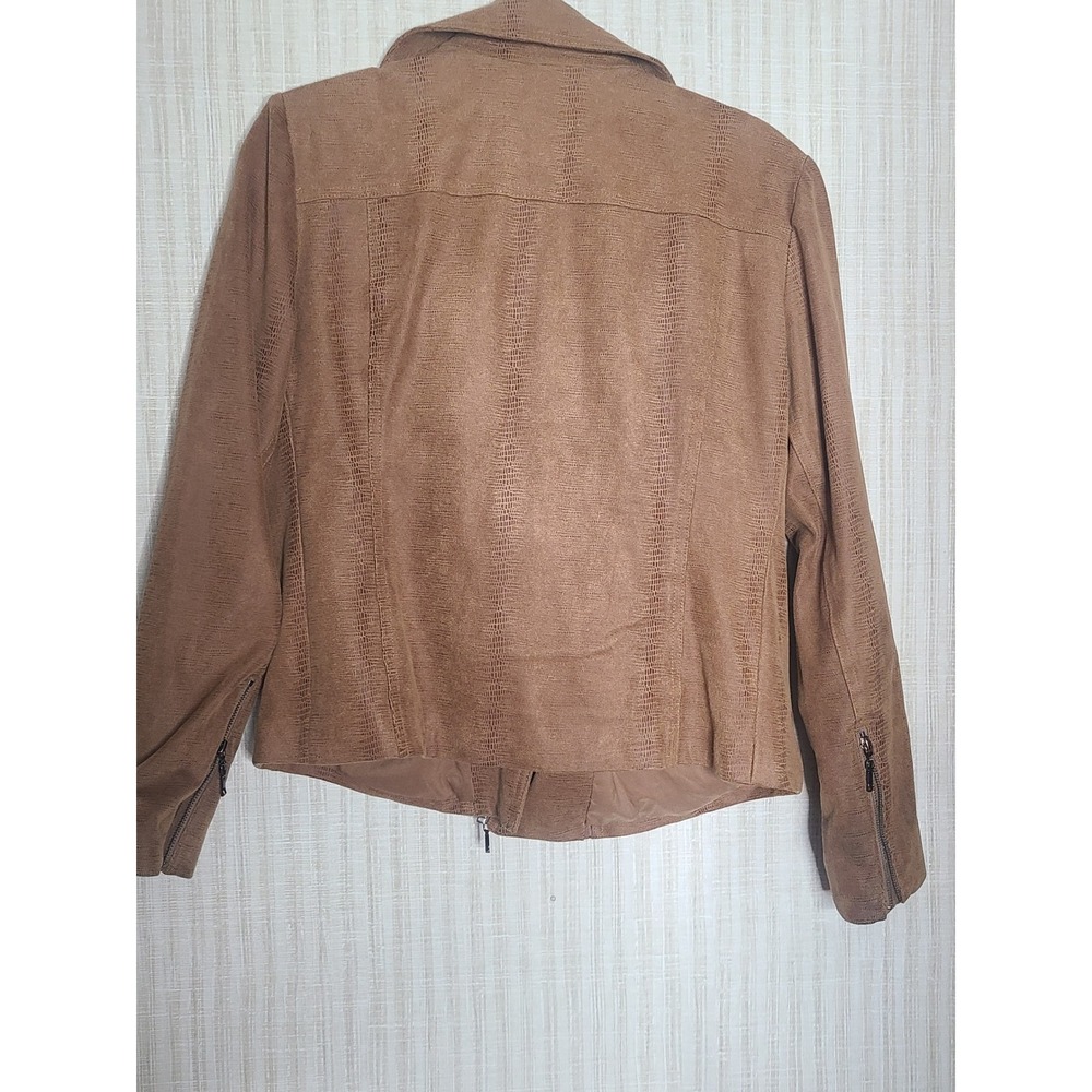 Chicos Brown Faux Snakeskin Moto Jacket Women Size 2 - Picture 3 of 7